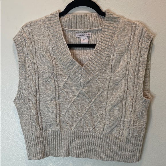 Sincerly Jules Sweaters - Sincerely Jules Cream V-Neck Cable Knit Sweater Vest